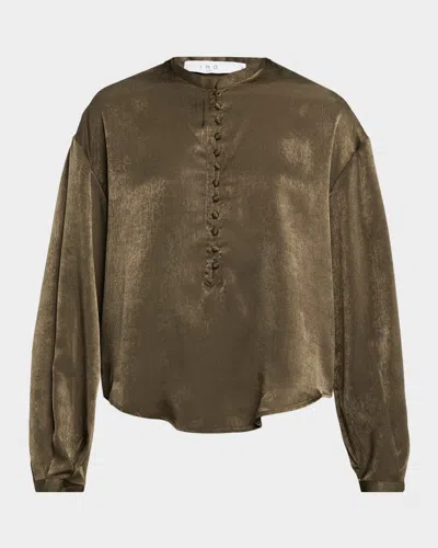 Iro Ezia Long-sleeve Flutter Blouse In Brown