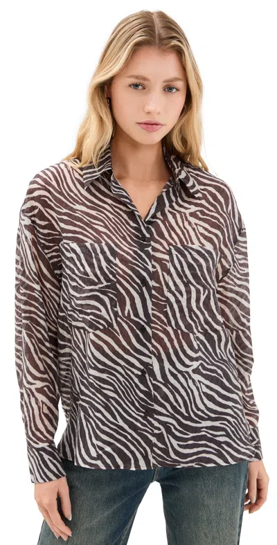 Iro Womens Bro21 Farri Zebra-print Crepe Shirt