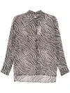 Iro Womens Bro21 Farri Zebra-print Crepe Shirt In Brown