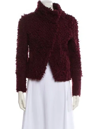 Pre-owned Iro Faux Fur Jacket In Burgundy