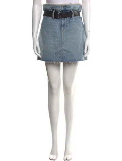 Pre-owned Iro Faux Fur Trim Mini Skirt In Blue