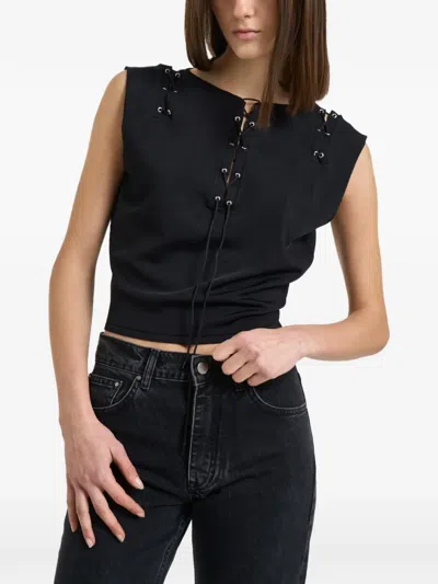 Iro Felicine Lace-up Top In Black