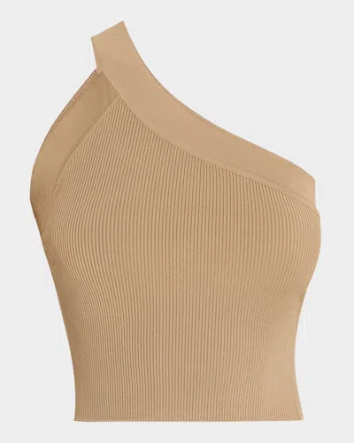 Iro Fethy Ribbed One-shoulder Top In Beige