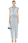 Iro Firat Collared Button Up Jumpsuit In Blue Washed