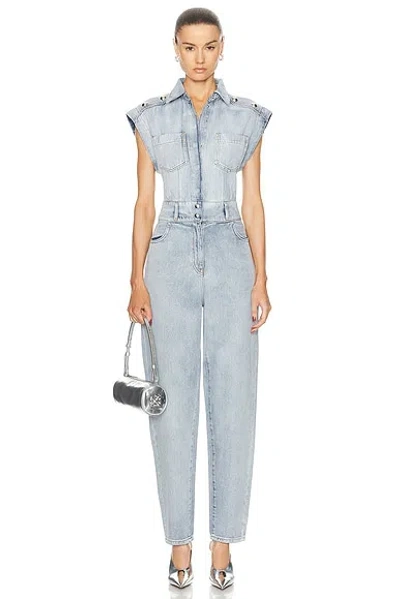 Iro Firat Collared Button Up Jumpsuit In Blue Washed