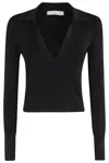 Iro Fitted Long-sleeve Top With Deep V-neckline In Black