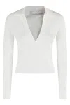 Iro Fitted White Top With Deep V-neckline In White