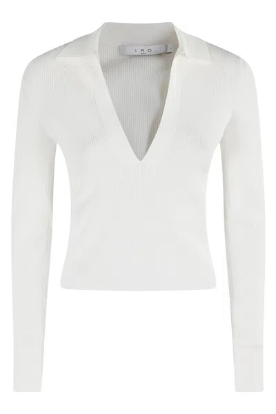 Iro Fitted White Top With Deep V-neckline