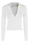 Iro Fitted White Top With Deep V-neckline