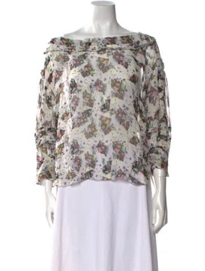 Pre-owned Iro Floral Print Bateau Neckline Blouse In Purple
