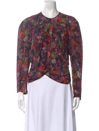 Pre-owned Iro Floral Print Crew Neck Blouse In Black