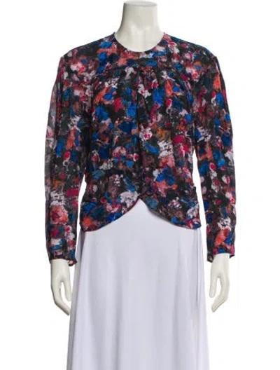 Pre-owned Iro Floral Print Crew Neck Blouse In Blue