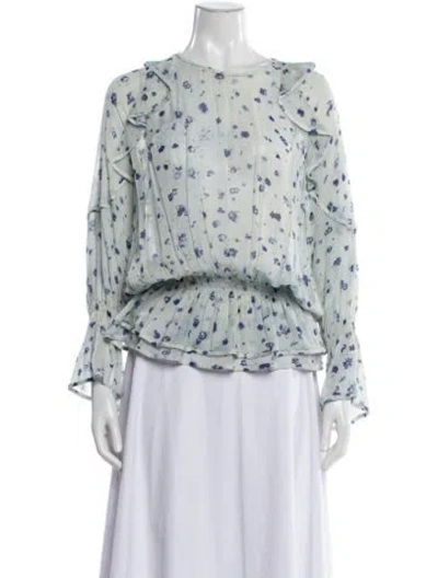 Pre-owned Iro Floral Print Crew Neck Blouse In Blue