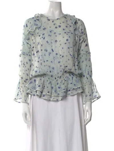 Pre-owned Iro Floral Print Crew Neck Blouse In Blue
