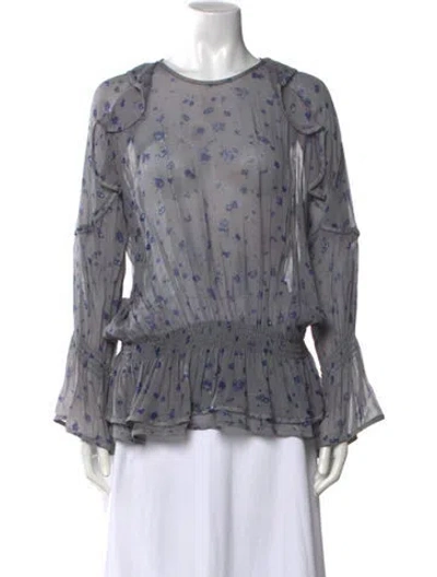Pre-owned Iro Floral Print Crew Neck Blouse In Grey