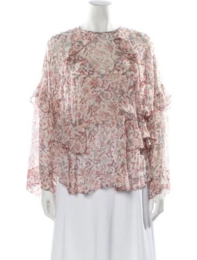 Pre-owned Iro Floral Print Crew Neck Blouse In Pink