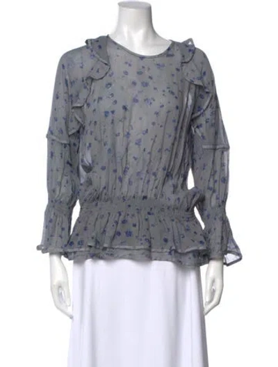 Pre-owned Iro Floral Print Crew Neck Blouse In Purple