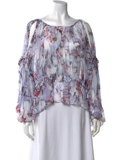 Pre-owned Iro Floral Print Crew Neck Blouse In Purple
