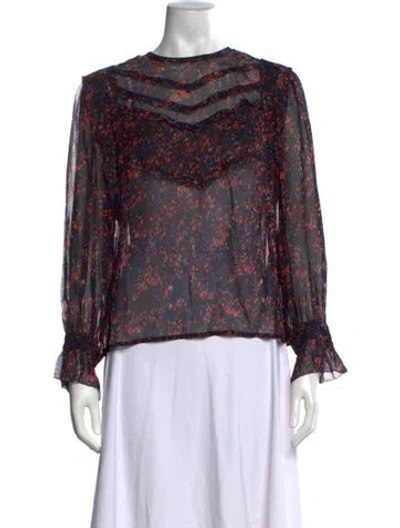 Pre-owned Iro Floral Print Crew Neck Blouse In Purple