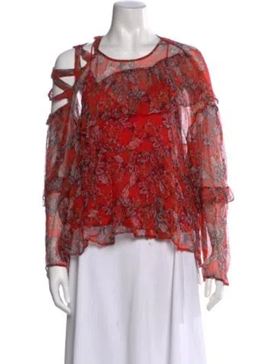 Pre-owned Iro Floral Print Crew Neck Blouse In Red