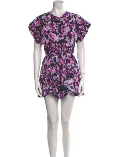 Pre-owned Iro Floral Print Crew Neck Romper W/ Tags In Purple