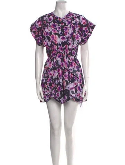 Pre-owned Iro Floral Print Crew Neck Romper W/ Tags In Purple