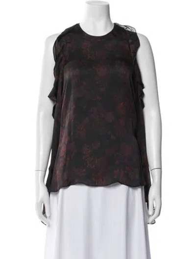 Pre-owned Iro Floral Print Crew Neck Top In Black