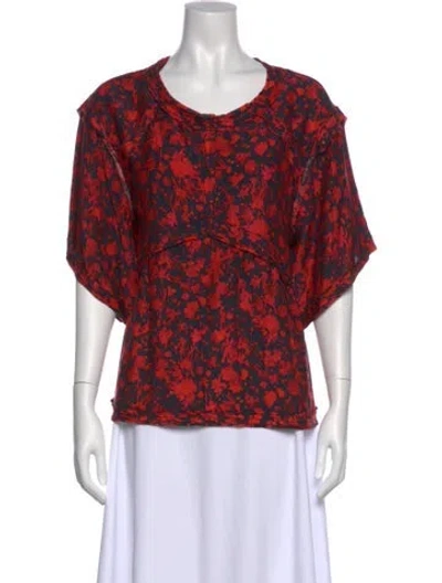 Pre-owned Iro Floral Print Crew Neck Top In Red