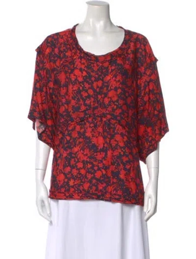 Pre-owned Iro Floral Print Crew Neck Top In Red