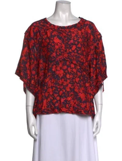 Pre-owned Iro Floral Print Crew Neck Top In Red