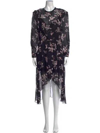 Pre-owned Iro Floral Print Long Dress In Black