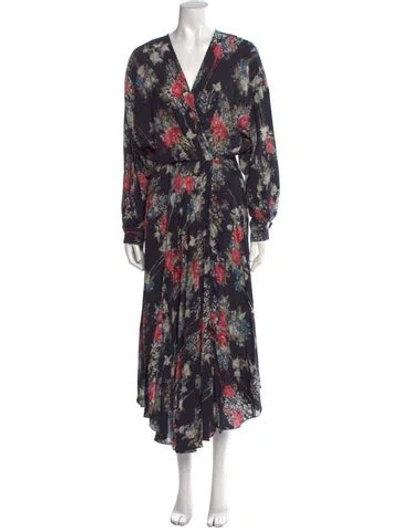 Pre-owned Iro Floral Print Long Dress In Black