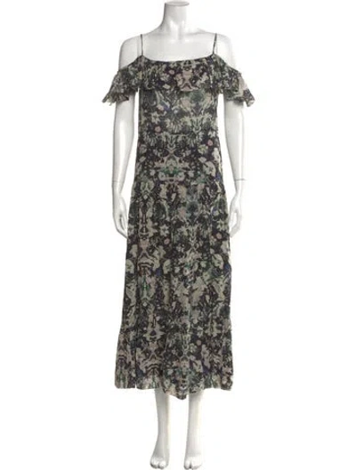 Pre-owned Iro Floral Print Long Dress In Black