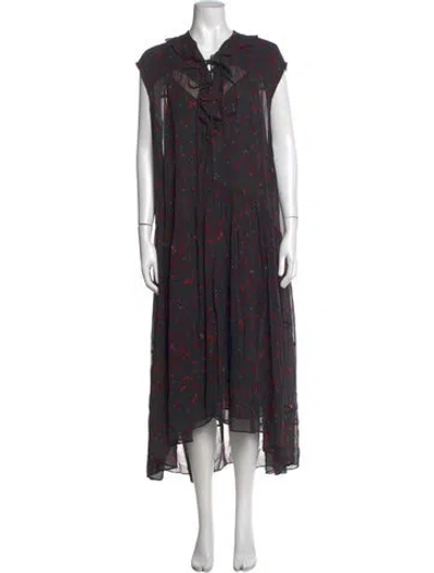 Pre-owned Iro Floral Print Long Dress In Black