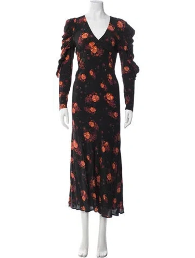 Pre-owned Iro Floral Print Long Dress In Black