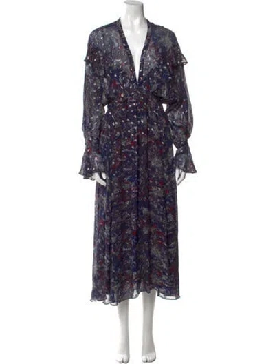 Pre-owned Iro Floral Print Long Dress In Blue