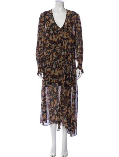 Pre-owned Iro Floral Print Long Dress In Green