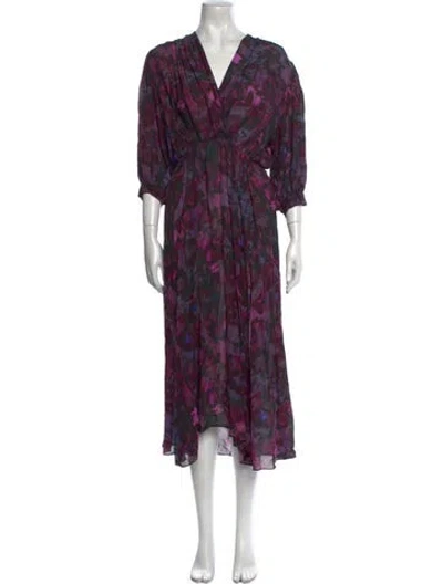 Pre-owned Iro Floral Print Long Dress In Purple
