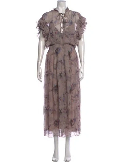 Pre-owned Iro Floral Print Long Dress In Purple