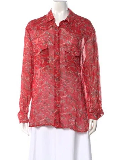 Pre-owned Iro Floral Print Long Sleeve Blouse In Red