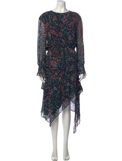 Pre-owned Iro Floral Print Midi Length Dress In Black