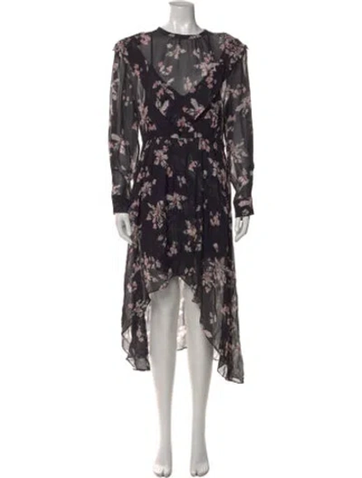 Pre-owned Iro Floral Print Midi Length Dress In Black