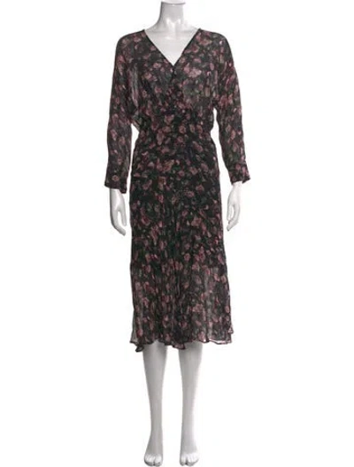 Pre-owned Iro Floral Print Midi Length Dress In Black