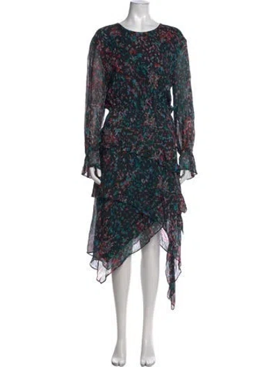 Pre-owned Iro Floral Print Midi Length Dress In Black