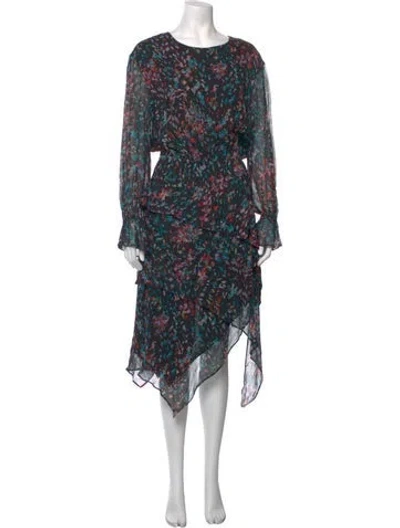 Pre-owned Iro Floral Print Midi Length Dress In Black