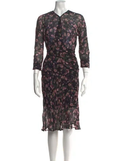 Pre-owned Iro Floral Print Midi Length Dress In Black