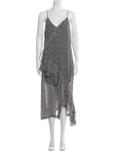 Pre-owned Iro Floral Print Midi Length Dress In Black/neutrals