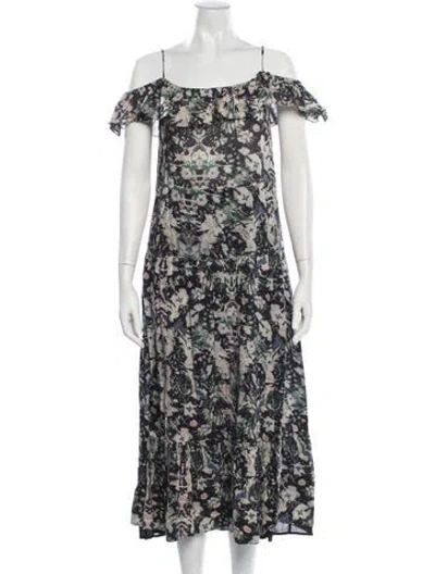 Pre-owned Iro Floral Print Midi Length Dress In Green