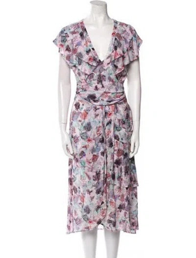 Pre-owned Iro Floral Print Midi Length Dress In Pink