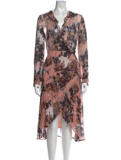 Pre-owned Iro Floral Print Midi Length Dress In Pink